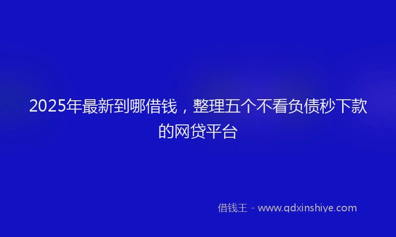 2025年最新到哪借钱，整理五个不看负债秒下款的网贷平台