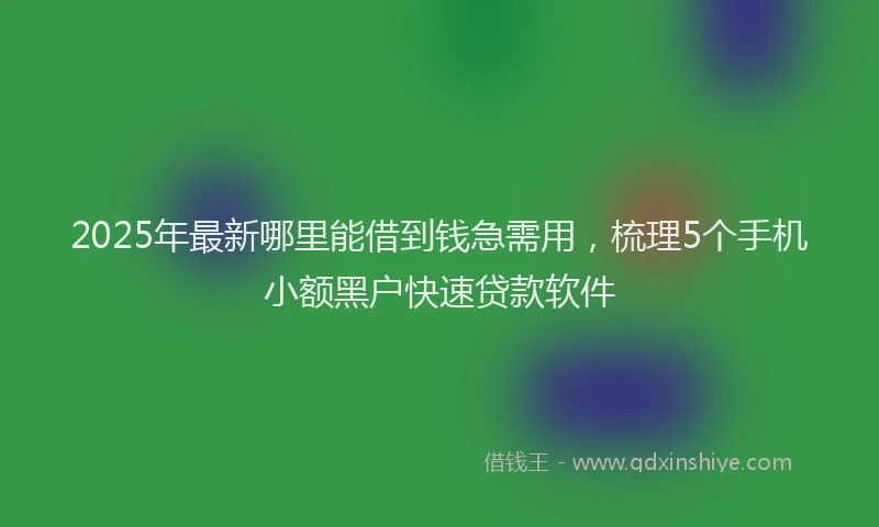 2025年最新哪里能借到钱急需用，梳理5个手机小额黑户快速贷款软件