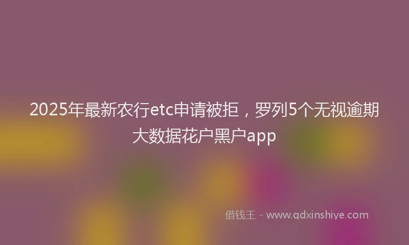2025年最新农行etc申请被拒，罗列5个无视逾期大数据花户黑户app