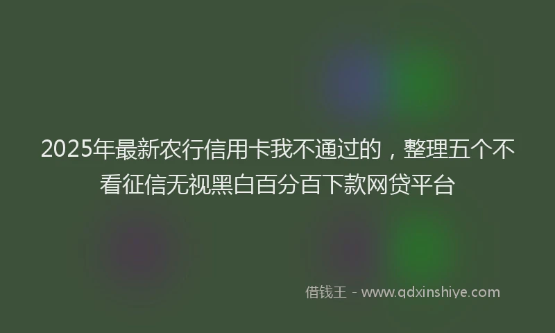 2025年最新农行信用卡我不通过的，整理五个不看征信无视黑白百分百下款网贷平台