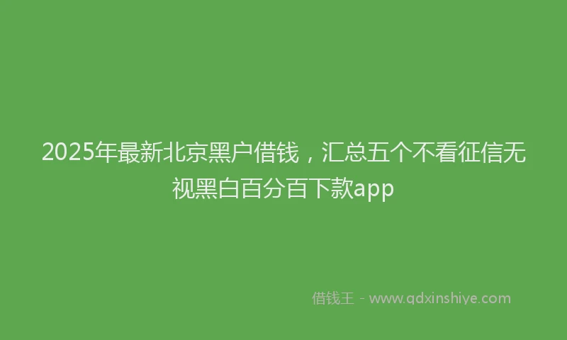 2025年最新北京黑户借钱，汇总五个不看征信无视黑白百分百下款app