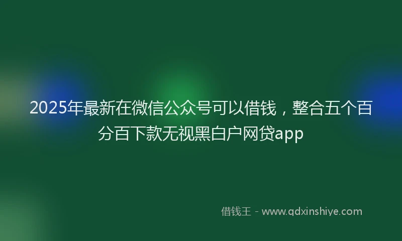 2025年最新在微信公众号可以借钱，整合五个百分百下款无视黑白户网贷app