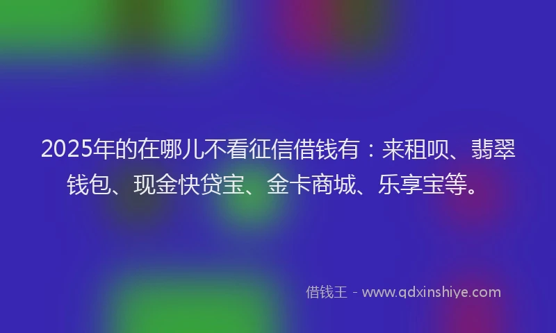 2025年的在哪儿不看征信借钱有：来租呗、翡翠钱包、现金快贷宝、金卡商城、乐享宝等。