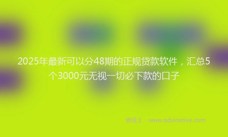 2025年最新可以分48期的正规贷款软件，汇总5个3000元无视一切必下款的口子