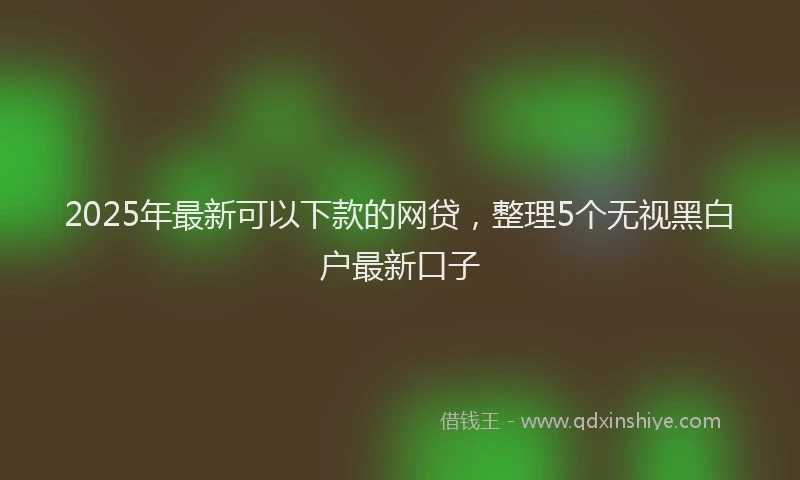 2025年最新可以下款的网贷，整理5个无视黑白户最新口子