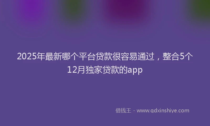 2025年最新哪个平台贷款很容易通过，整合5个12月独家贷款的app