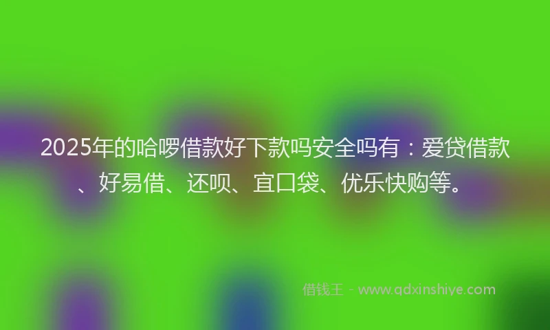 2025年的哈啰借款好下款吗安全吗有：爱贷借款、好易借、还呗、宜口袋、优乐快购等。