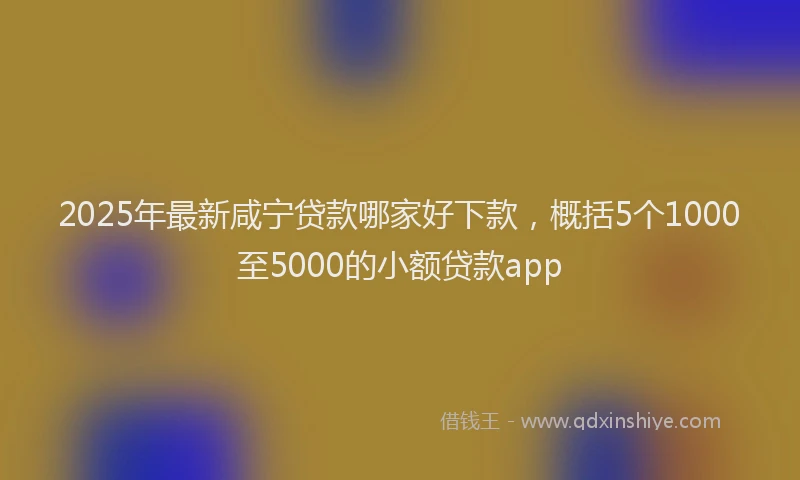 2025年最新咸宁贷款哪家好下款，概括5个1000至5000的小额贷款app