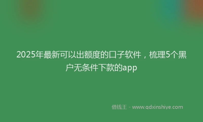 2025年最新可以出额度的口子软件，梳理5个黑户无条件下款的app