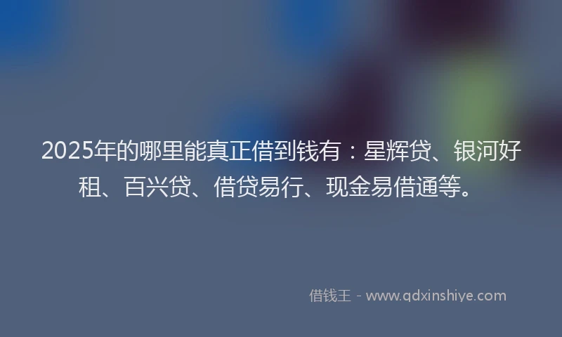 2025年的哪里能真正借到钱有：星辉贷、银河好租、百兴贷、借贷易行、现金易借通等。