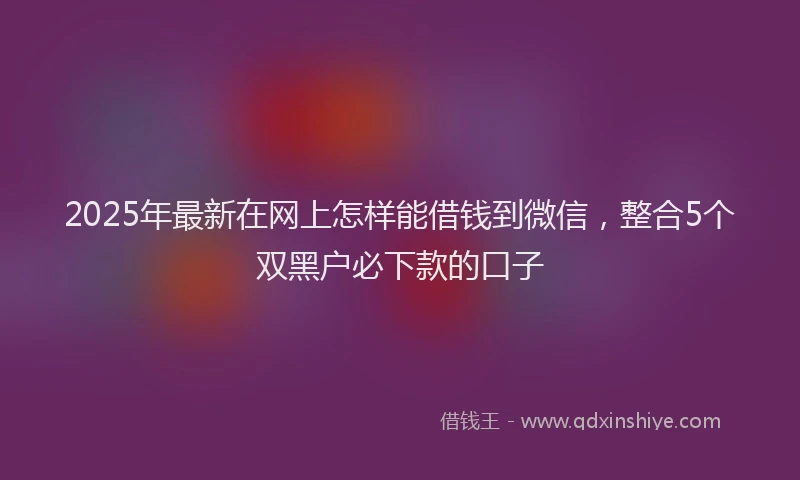 2025年最新在网上怎样能借钱到微信，整合5个双黑户必下款的口子