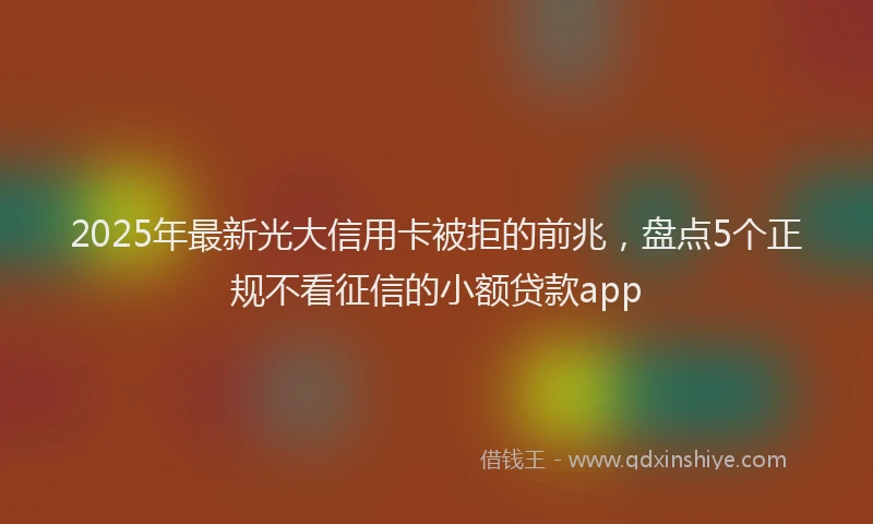 2025年最新光大信用卡被拒的前兆，盘点5个正规不看征信的小额贷款app