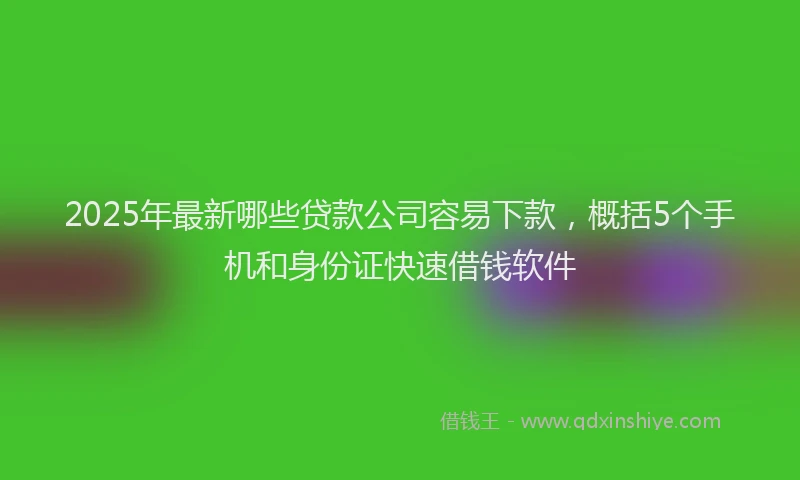 2025年最新哪些贷款公司容易下款，概括5个手机和身份证快速借钱软件
