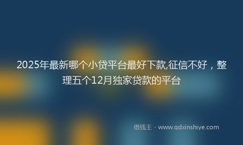 2025年最新哪个小贷平台最好下款,征信不好，整理五个12月独家贷款的平台