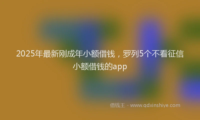 2025年最新刚成年小额借钱，罗列5个不看征信小额借钱的app
