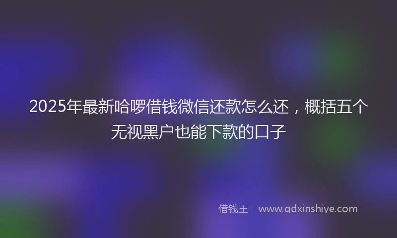2025年最新哈啰借钱微信还款怎么还，概括五个无视黑户也能下款的口子