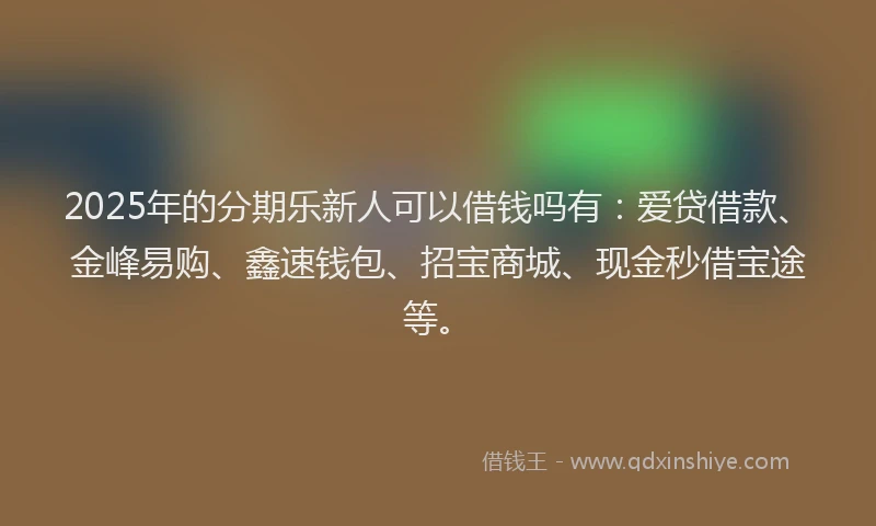 2025年的分期乐新人可以借钱吗有：爱贷借款、金峰易购、鑫速钱包、招宝商城、现金秒借宝途等。