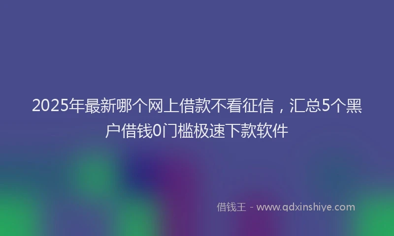 2025年最新哪个网上借款不看征信，汇总5个黑户借钱0门槛极速下款软件