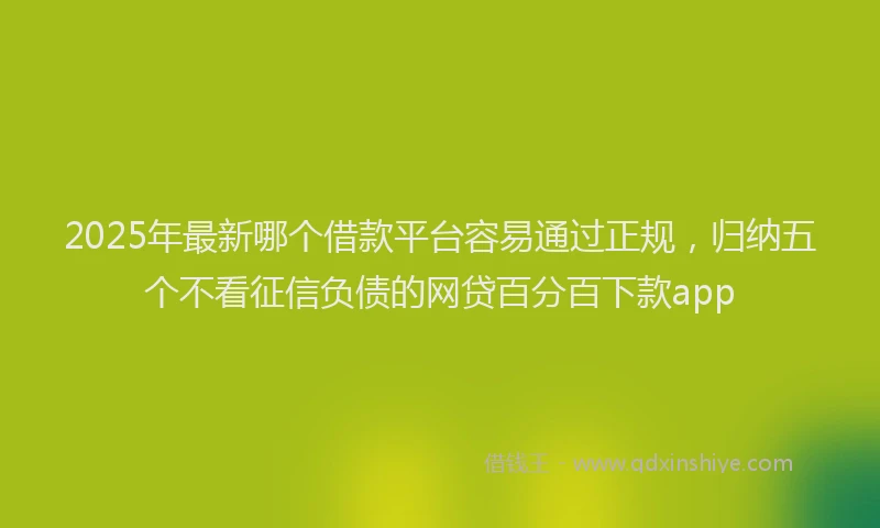 2025年最新哪个借款平台容易通过正规，归纳五个不看征信负债的网贷百分百下款app