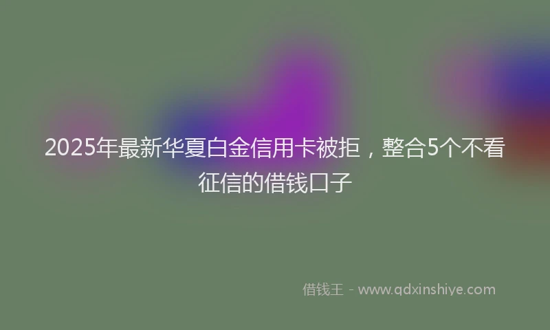 2025年最新华夏白金信用卡被拒，整合5个不看征信的借钱口子