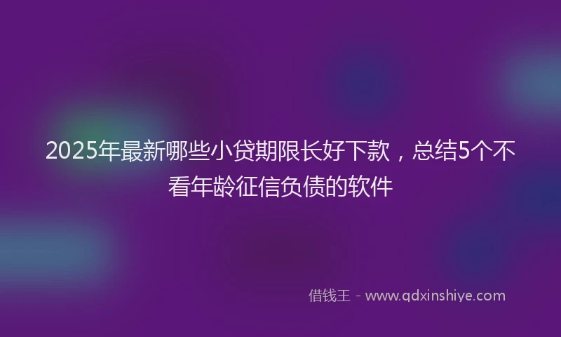 2025年最新哪些小贷期限长好下款，总结5个不看年龄征信负债的软件