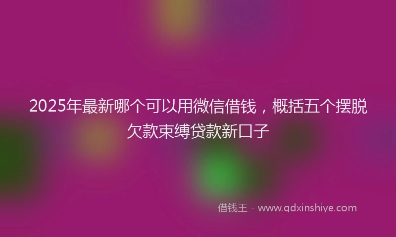 2025年最新哪个可以用微信借钱，概括五个摆脱欠款束缚贷款新口子