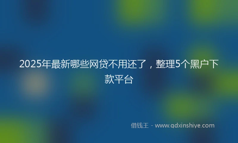 2025年最新哪些网贷不用还了，整理5个黑户下款平台