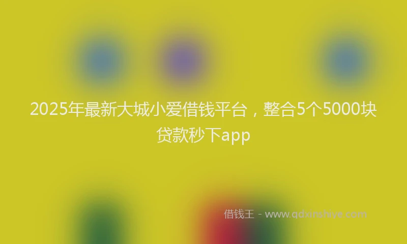 2025年最新大城小爱借钱平台，整合5个5000块贷款秒下app