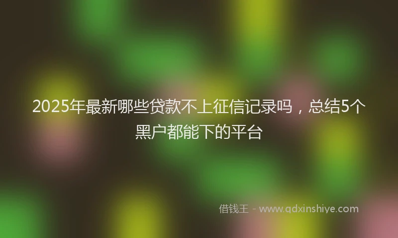 2025年最新哪些贷款不上征信记录吗，总结5个黑户都能下的平台