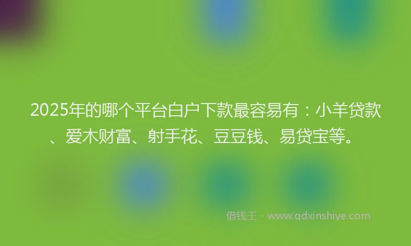 2025年的哪个平台白户下款最容易有：小羊贷款、爱木财富、射手花、豆豆钱、易贷宝等。