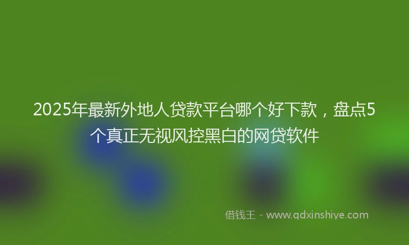 2025年最新外地人贷款平台哪个好下款，盘点5个真正无视风控黑白的网贷软件