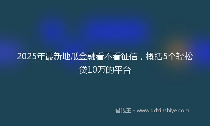 2025年最新地瓜金融看不看征信，概括5个轻松贷10万的平台