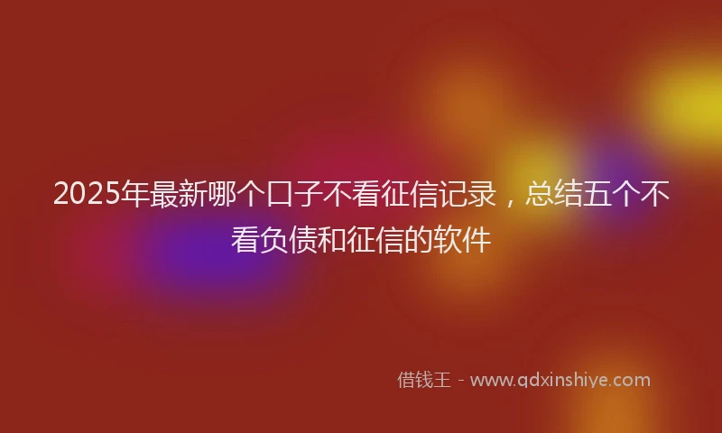 2025年最新哪个口子不看征信记录，总结五个不看负债和征信的软件