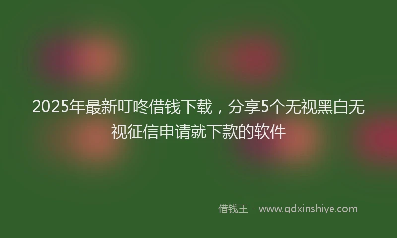 2025年最新叮咚借钱下载，分享5个无视黑白无视征信申请就下款的软件