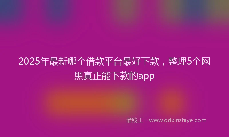 2025年最新哪个借款平台最好下款，整理5个网黑真正能下款的app