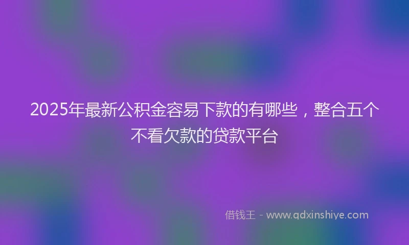 2025年最新公积金容易下款的有哪些，整合五个不看欠款的贷款平台