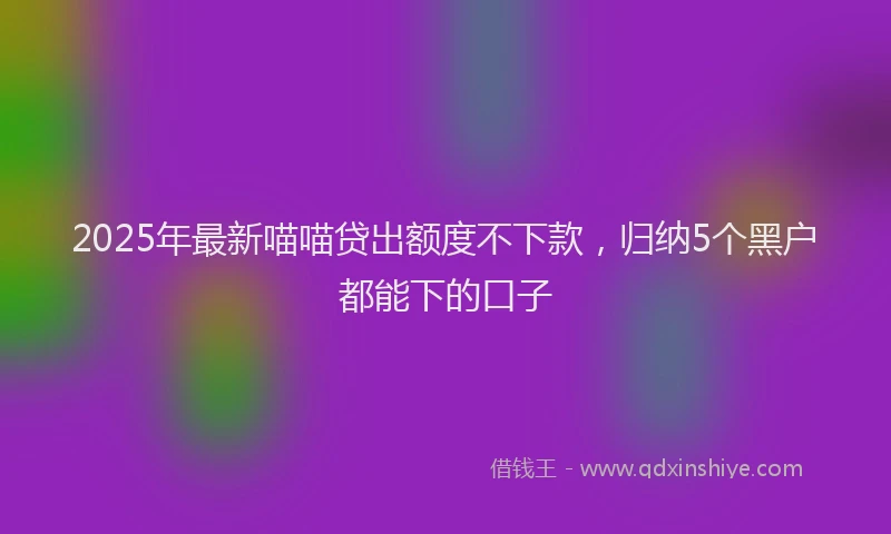 2025年最新喵喵贷出额度不下款，归纳5个黑户都能下的口子