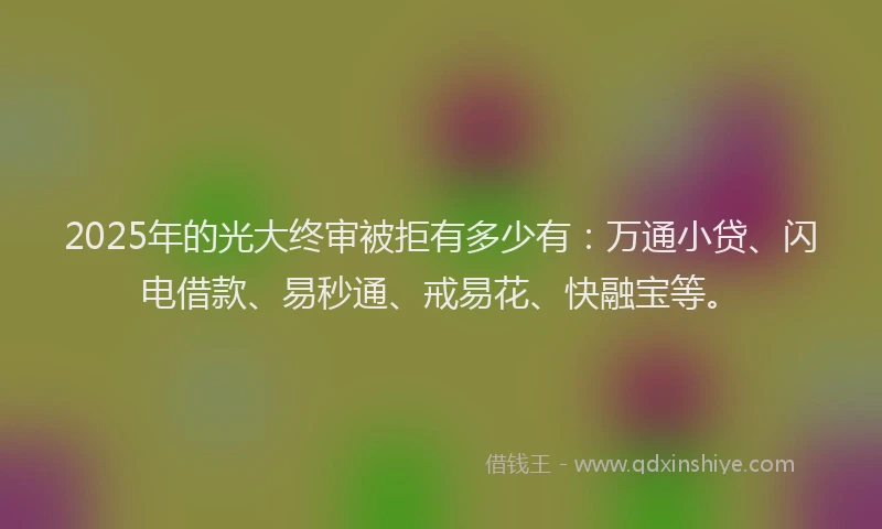 2025年的光大终审被拒有多少有：万通小贷、闪电借款、易秒通、戒易花、快融宝等。
