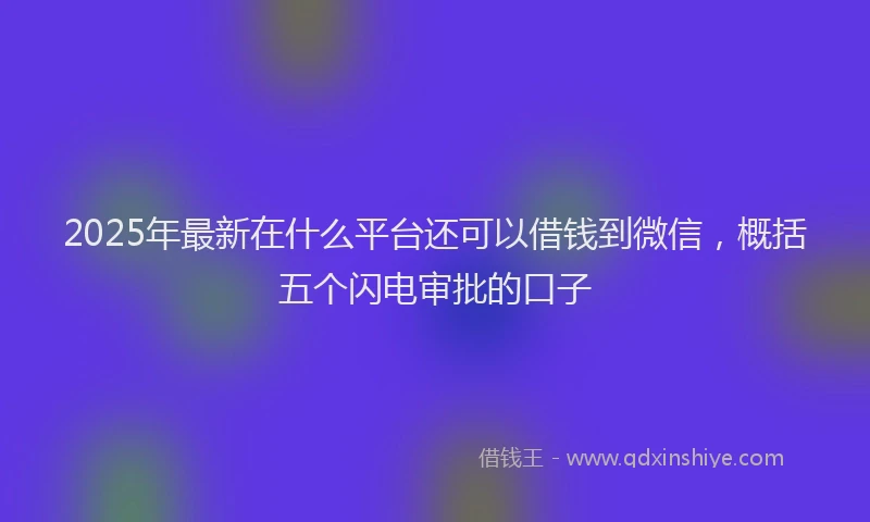 2025年最新在什么平台还可以借钱到微信，概括五个闪电审批的口子