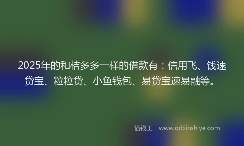 2025年的和桔多多一样的借款有：信用飞、钱速贷宝、粒粒贷、小鱼钱包、易贷宝速易融等。