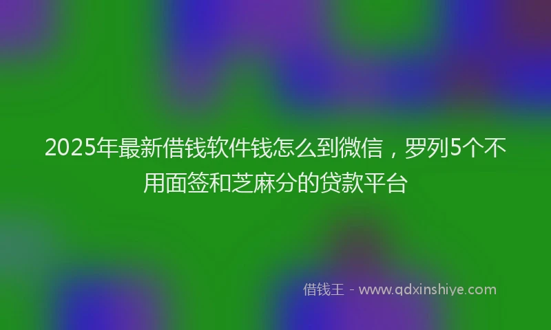 2025年最新借钱软件钱怎么到微信，罗列5个不用面签和芝麻分的贷款平台