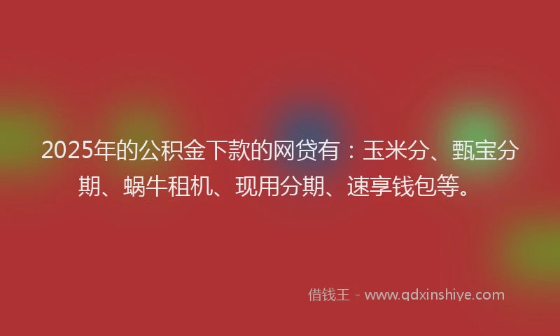 2025年的公积金下款的网贷有：玉米分、甄宝分期、蜗牛租机、现用分期、速享钱包等。