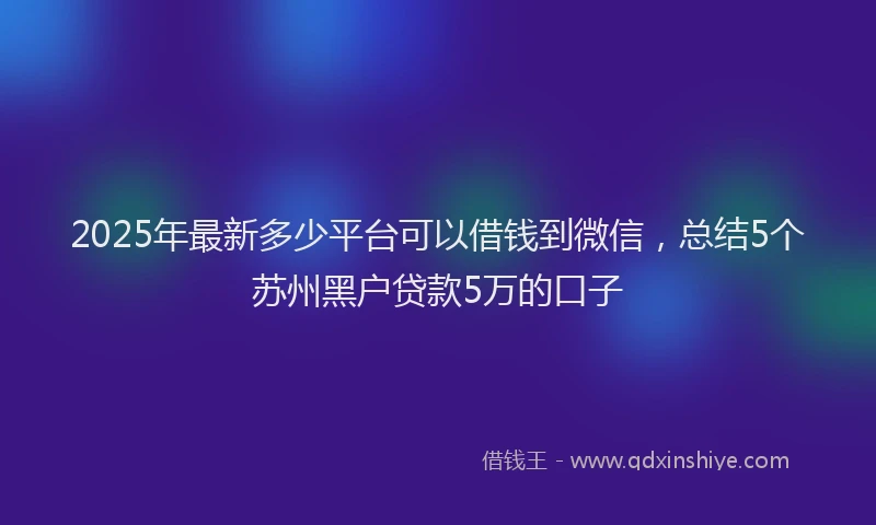 2025年最新多少平台可以借钱到微信，总结5个苏州黑户贷款5万的口子