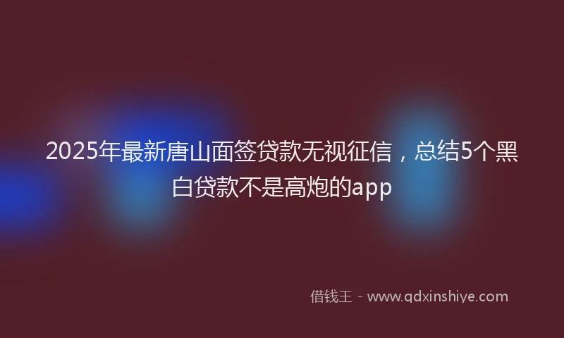 2025年最新唐山面签贷款无视征信，总结5个黑白贷款不是高炮的app