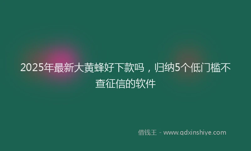 2025年最新大黄蜂好下款吗，归纳5个低门槛不查征信的软件