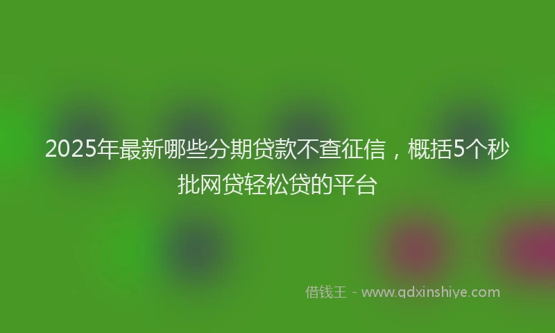 2025年最新哪些分期贷款不查征信，概括5个秒批网贷轻松贷的平台