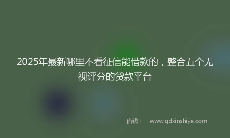 2025年最新哪里不看征信能借款的，整合五个无视评分的贷款平台
