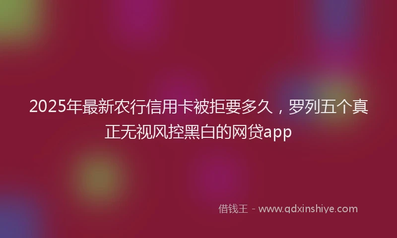 2025年最新农行信用卡被拒要多久，罗列五个真正无视风控黑白的网贷app