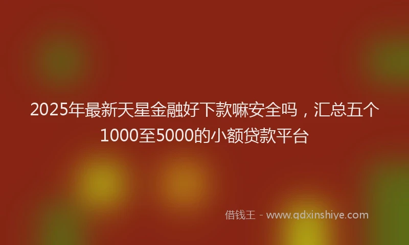 2025年最新天星金融好下款嘛安全吗，汇总五个1000至5000的小额贷款平台