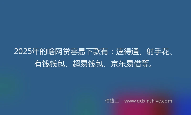 2025年的啥网贷容易下款有：速得通、射手花、有钱钱包、超易钱包、京东易借等。